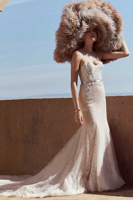 Vestido de novia Watters Brides 8-10 marfil funda encaje cinta brillante Crawford 68105E Foto 1 de 4