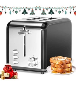 2-Slice Toaster 6 Browning Setting and 3 Function Stainless Steel Toaáter Black - Picture 1 of 7