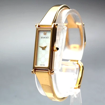 [Casi COMO NUEVO] Reloj de cuarzo vintage GUCCI 1500L 13 mm carcasa 1P oro diamante para mujer Foto 1 de 4