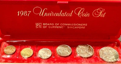 Singapore Malaysia 1987 1c-$1 Year of the Rabbit Uncirculated UNC Coin with box - Image 1 of 4