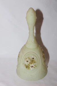VTG 7" Fenton Hand Painted Satin Glass Daisies Bell - signed by Alexis Knopp - Picture 1 of 5
