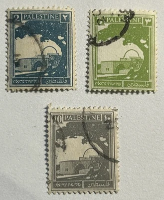 Estampillas de Palestina Colonias Británicas 1927 - Tumba de Raquel - 3 estampillas usadas de colección Foto 1 de 4