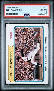 1974 TOPPS #471 N.L. PLAYOFFS PSA 8 - Picture 1 of 2