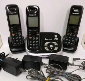 Panasonic 6.0 Plus Cordless Phone KX-TG6524SK 3 Handsets with Power Cords - Picture 1 of 10