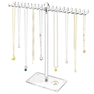 Jewelry Organizer Necklace Hanger Modern Acrylic Pendant Holder Bilateral Hooks - Picture 1 of 13