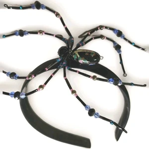 Halloween Spider Black Satin Headband hand Beaded Pose able Costume Adult/ Child - Picture 1 of 2