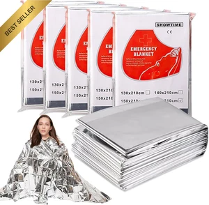 5-Pack Emergency Mylar Thermal Blankets 82.7x63in Silver for Outdoor, Camping, H - Picture 1 of 12