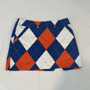 Loudmouth Damen Golf Skort Argyle Print orange/blau/weiß Größe 4 - Bild 1 von 5