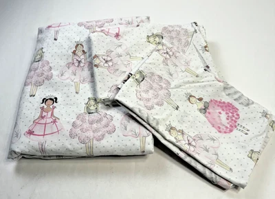 Pottery Barn Kids Princess Ballerinas Full Sz Flat Sheet  Pillowcases (2) - Image 1 of 4