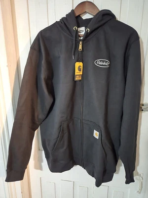 Men’s Large Peterbilt Carhartt Hooded Zip Up Sweatshirt Hoodie Black Loose Fit - Image 1 of 4