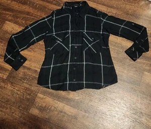 SANCTUARY Plaid Flannel Boyfriend Shirt Green Black Soft Rayon Womens XS - Picture 1 of 8