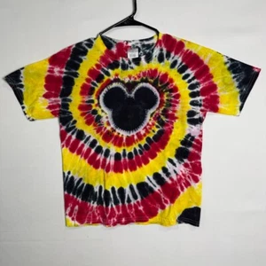 Custom Mickey Silhouette Tie-Dye T-Shirt Youth XL Red/Yellow/Black Swirl - Picture 1 of 5