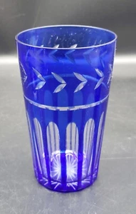 Imoerial Crystal Cobalt cut to clear 5+1/2" water glass - Picture 1 of 3