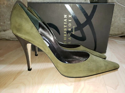 Новый $300 Christian Lacroix зеленый замши вкратце носок каблуки туфли-лодочки 40,5 us9,5  - Изображение 1 из 4