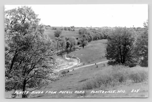 Foto postal vintage RPPC Platte River de Potosi Road Platteville Wisconsin - Imagen 1 de 2
