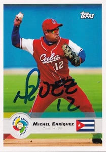 MICHEL ENRIQUEZ SIGNED AUTO'D 2009 TOPPS WORLD BASEBALL CLASSIC CARD #4 CUBA - Picture 1 of 3