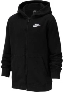 Nike Boy's NSW Club Full Zip Hoodie, Black/Black/White, Small - Picture 1 of 4