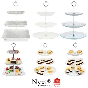 3 Tier Glass Ceramic Cake Stand Afternoon Tea Wedding Plates Party Tableware - Picture 1 of 27