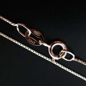 925 Sterling Silver Chain Necklace 1mm Box Chain (16-36 inch) - Picture 1 of 4