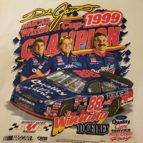 Vintage NASCAR T-Shirt Dale Jarrett 1999 Winston Cup Champion Yates Ford Racing Cover