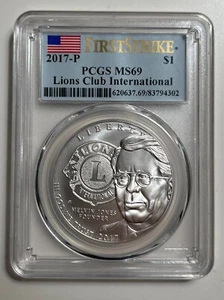 2017-P PCGS MS69 LIONS CLUB COMMEMORATIVE DOLLAR (FIRST STRIKE) - Picture 1 of 5