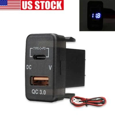 Type-C USB Charger Adapter Voltmeter For TOYOTA HILUX 2005-2014 Tundra 2008-2017 - Image 1 of 4