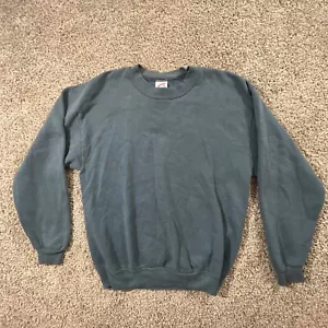 Vintage 90s Jerzees Streetwear M Mens Faded Blank Crewneck Sweatshirt Blue USA - Picture 1 of 9