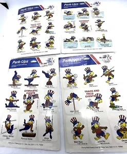 Olympische Spiele 1984 Los Angeles Sam Eagle PerkUp Aufkleber Lot 4 Gymnastik Bahn Schwimmen - Bild 1 von 7