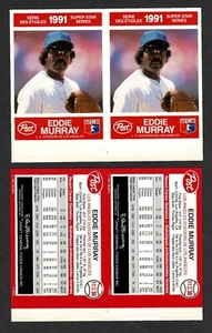 Par de prueba de producción Eddie Murray de los Dodgers de Los Ángeles 1991 Post Cereal (Canadá) - Imagen 1 de 2