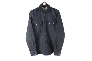 authentic NUDIE Denim Shirt Size S navy blue jeans style - Picture 1 of 8