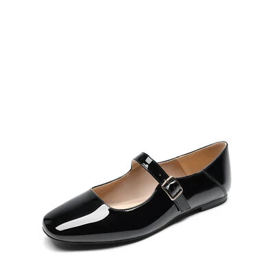 Sapatos femininos baixos biqueira quadrada Mary Jane sapatos baixos casuais trabalho diário sapatos de escritório - Imagem 1 de 4