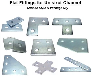 Flat Plate Fittings for Unistrut B-Line Channel (Choose Style & Pkg Qty) - Picture 1 of 67