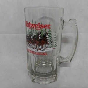 Budweiser Clydesdales 32 Ounce Holiday Beer Mug 8" 1989 Libbey - Picture 1 of 7