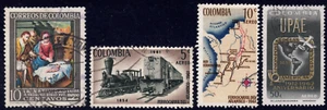 1962 Colombia SC# C439-C445 - Locomotive & Map - 4 Different Stamps - Used - Picture 1 of 2