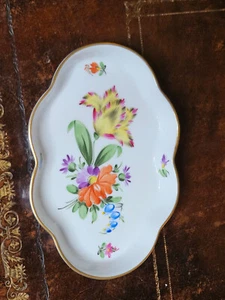 Herend Floral Scalloped Floral Dish Tray - Picture 1 of 12