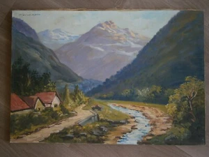 PEINTURE HUILE SUR TOILE 15M GUY LE FLORENTIN 1935 PAYSAGE MONTAGNE VALLEE - Foto 1 di 10