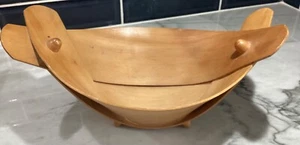 Naarup Wood Bread Basket Oval Shape 12” - Picture 1 of 5