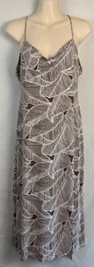 Windsor Dress Womens Size Large Tropical White/Brown Palm Leaves - Picture 1 of 7