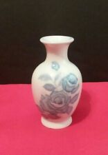 Vintage UC & GC 3.75" White Porcelain Vase With Blue Roses Japan 