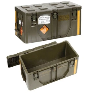 Original Ital. Transportkiste – Robuste Kunststoffbox, verschließbar, 40 l, oliv - Bild 1 von 3