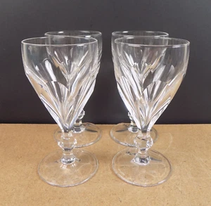 4 Royal Leerdam Boccale Crystal 7" Water Glasses Goblets Panel Cut Faceted Stem - Picture 1 of 7