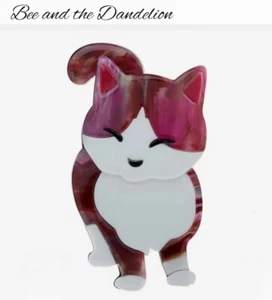 Pink Cute Cat /Kitten 3D Layered Acrylic Brooch. ~ Birthday or Christmas Gift - Picture 1 of 5