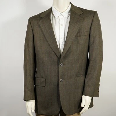 Casaco/blazer/jaqueta esportiva 40R lacrosse 2 botões marrom espinha de peixe feito nos EUA - Imagem 1 de 4