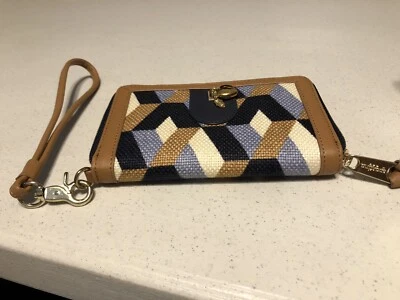 spartina 449 wristlet wallet new without tags, linen, leather, cotton - Image 1 of 4