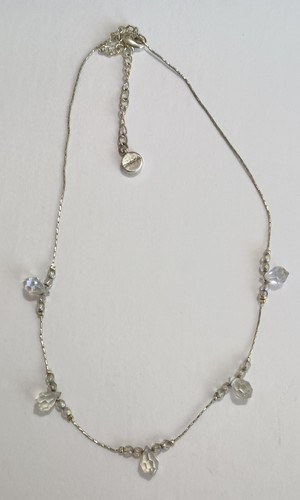 GIVENCHY Collana Cristallo Perline A Goccia Strappo Catena Colore Argento