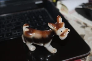 Vintage Porcelain Terrier Dog Statue Figurine White w/Brown Black Japan - Picture 1 of 4