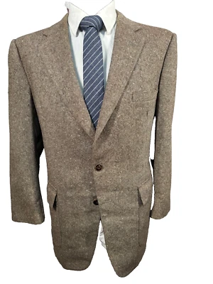 VINTAGE BOTANY 500 Mens Brown TWEED FLECK Wool Sport Coat Blazer Jacket 41S - Image 1 of 4