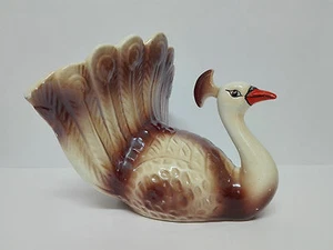 PAVO REAL de porcelana Centro de mesa y Florero Años 70 VINTAGE RETRO - Picture 1 of 4