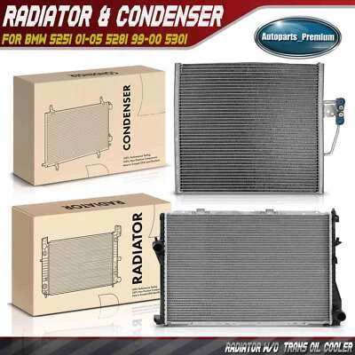 Kit de refrigeración de radiador y condensador de CA para BMW E39 525i 01-05 528i 99-00 530i 01-03 Foto 1 de 4
