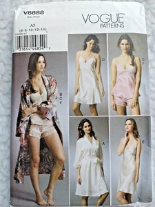 Vogue Misses pigiama lingerie accappatoio camicetta slip mutandine modello V8888 taglia 6-14 - Foto 1 di 9